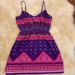 Purple and pink printed dress